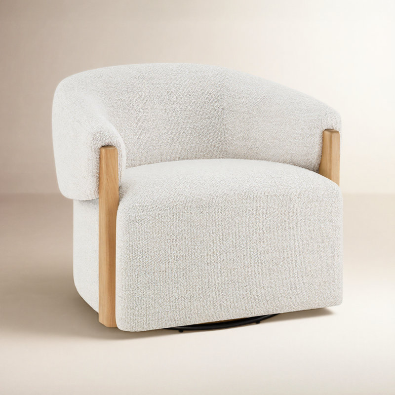 Denice Longfield Upholstered Swivel Accent Chair, Merino Pearl Boucle