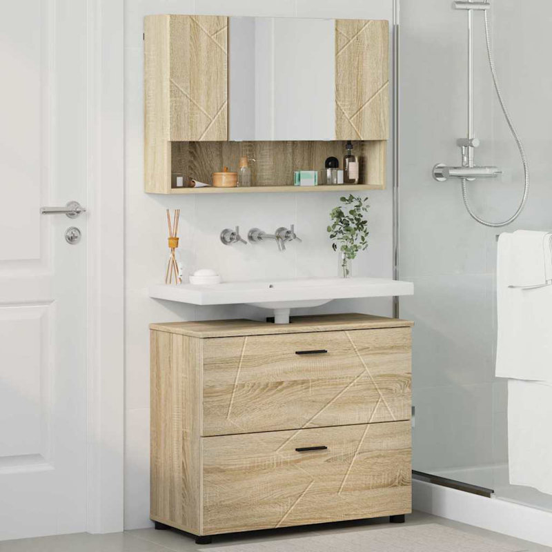 Bathroom Storage Furniture Set, Sonoma Oak