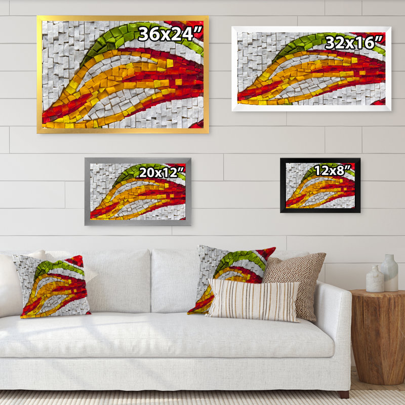 Colorful Colorful Orange and Red Mosaic - Photographie sur toile avec cadre photo, Cadre photo noir