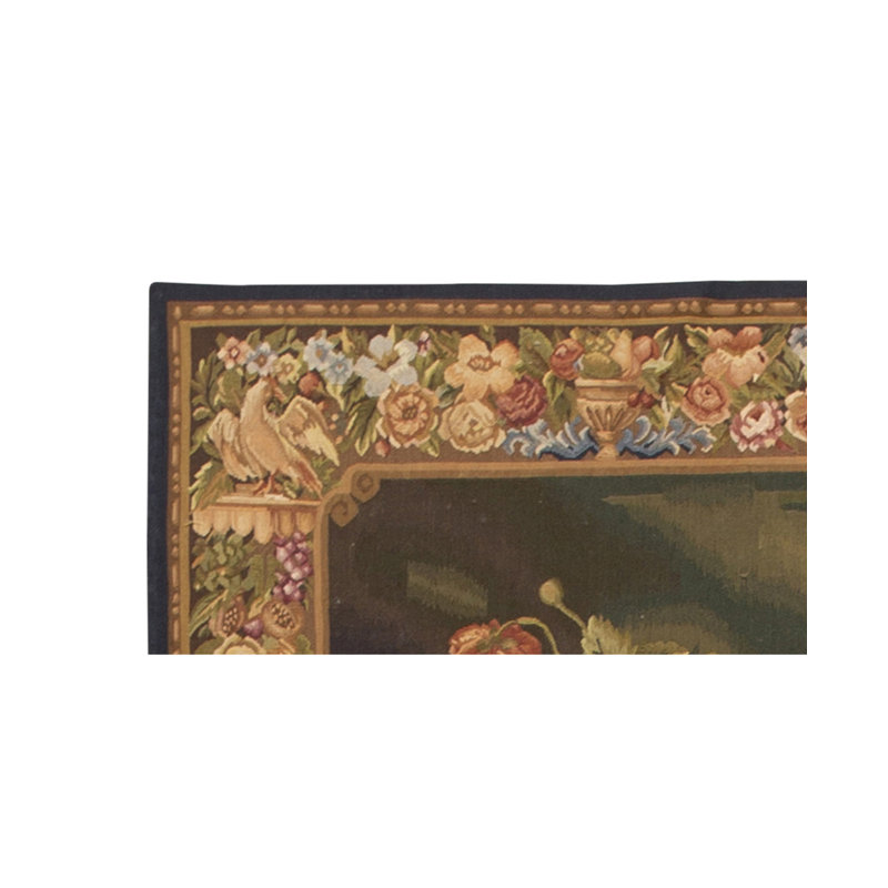 Hand-Knotted High-Quality Green and Brown Runner