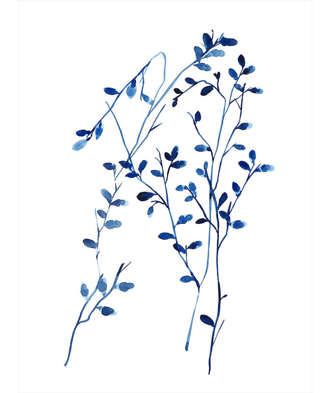 Foglie Blu III Print by Barclay Butera, 48" H x 36" W, Image Brush Gel