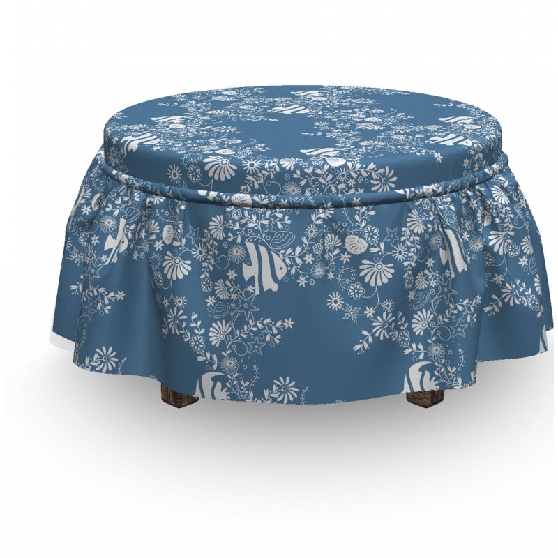 Ensemble de housse pour repose-pieds à coussins carrés 2 pièces sea shells
