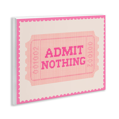 Admit Nothing Retro Pink Ticket Wall Plaque, design by Lil' Rue