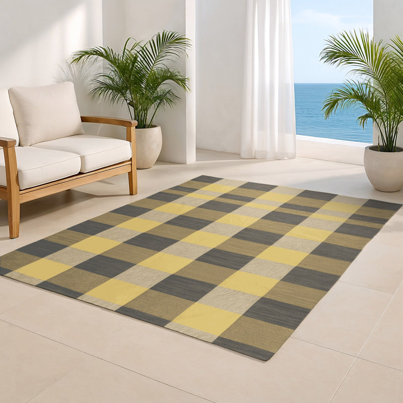 Tapis d'intérieur et d'extérieur à carreaux brun, Rectangulaire 2 pi x 3 pi