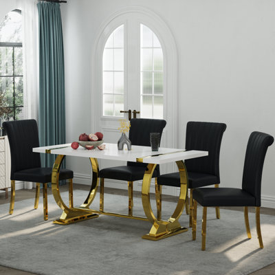 Table de salle à manger blanche 60 po avec base en U