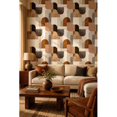 Papier peint à motif géométrique amovible Mid Mid Century