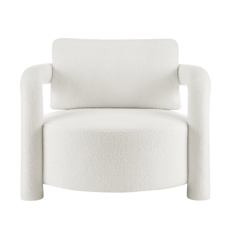 Doiron Faux Shearling Accent Arm Chair, Wilmont White Faux Leather