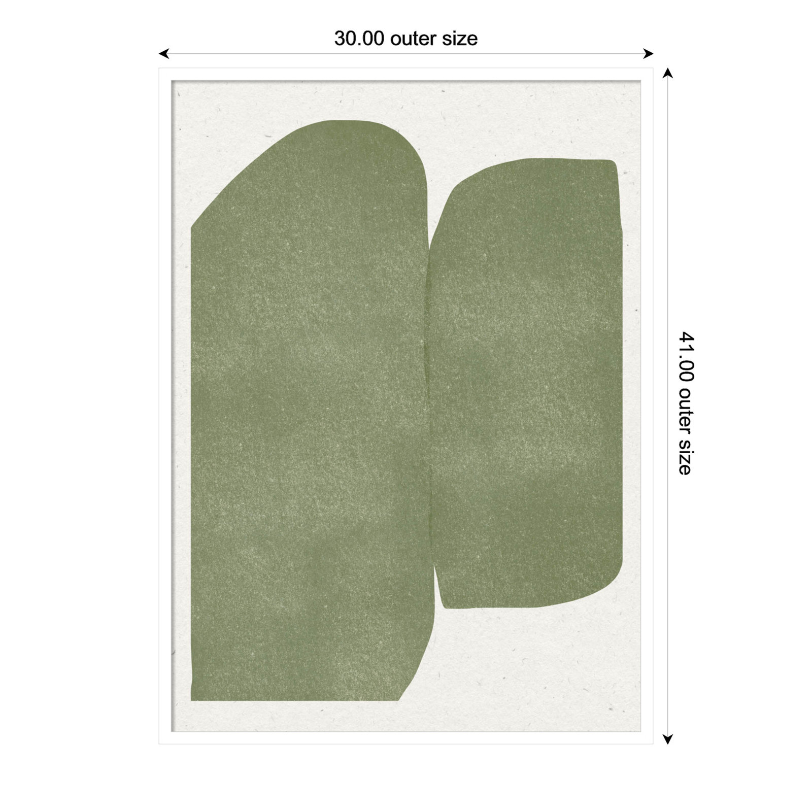 Rooney "Green Paper Cut Modern" Print, White, 41" H x 30" W