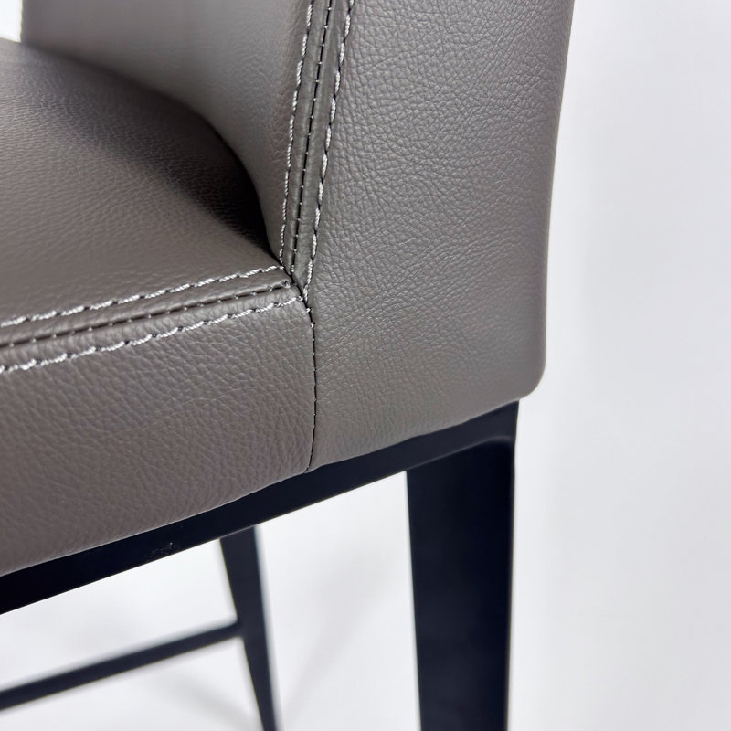 Aretha Upholstered Counter Stool with Metal Frame, Charcoal, Bar Stool (29.5" Seat Height)