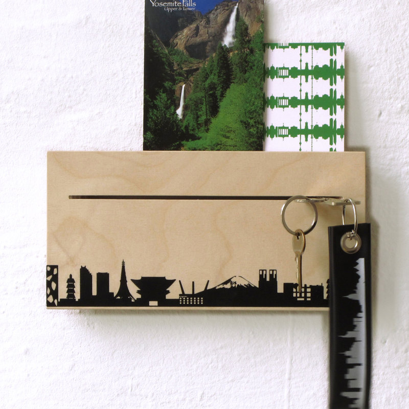 Solid Wood Wall Organizer with Key Hooks