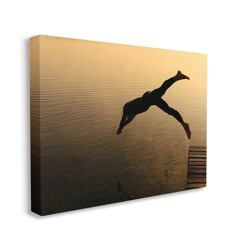 «Diving Off Dock Silhouette» par Lil 'Rue, H 24 po x l 30 po