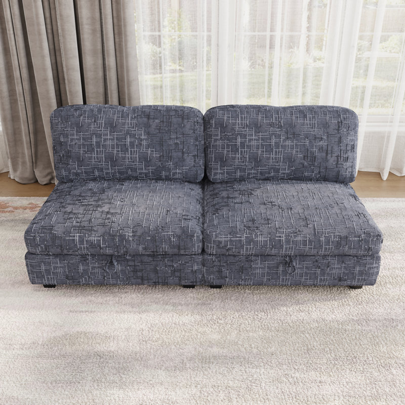 Causeuse 2 places sans accoudoirs avec rangement sous le siège - agrandit votre canapé modulaire, DrakGray