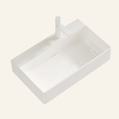 24"" Ceramic Bathroom Sink | Stain-Resistant Basin with Smooth Glaze Finish | Sleek Design Without Shelves | Ideal for Bathroom Vanity, Powder Room & Small Spaces | Easy to Clean & Durable