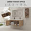 Meuble-lavabo mural 48 po avec double lavabo et support de rangement, portes à fermeture douce