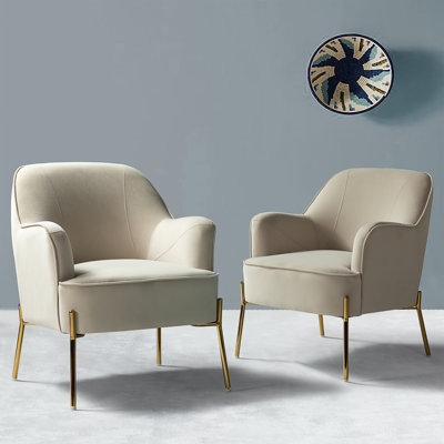 Chaise contemporaine Cleo de 26 po de largeur avec accoudoirs encastrés