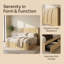 Structure de lit plateforme en bois massif avec tête de lit courbée et tiroirs de rangement coulissants, support en lattes de bois, aucun sommier nécessaire, design minimaliste pour les chambres modernes