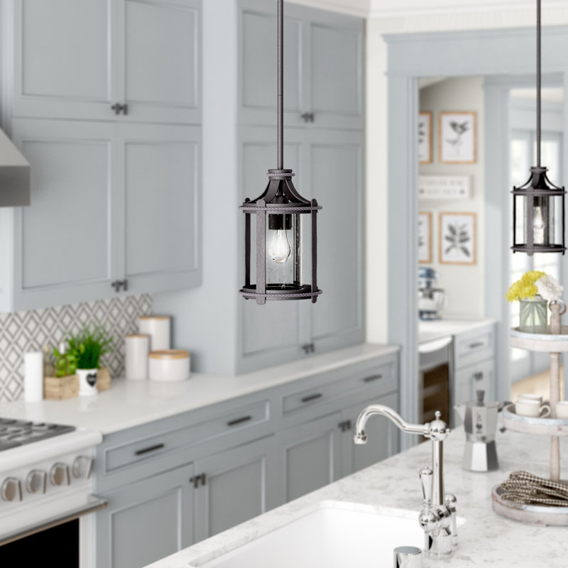 Luminaire suspendu cylindrique de style lanterne à 1 lumière Maltby