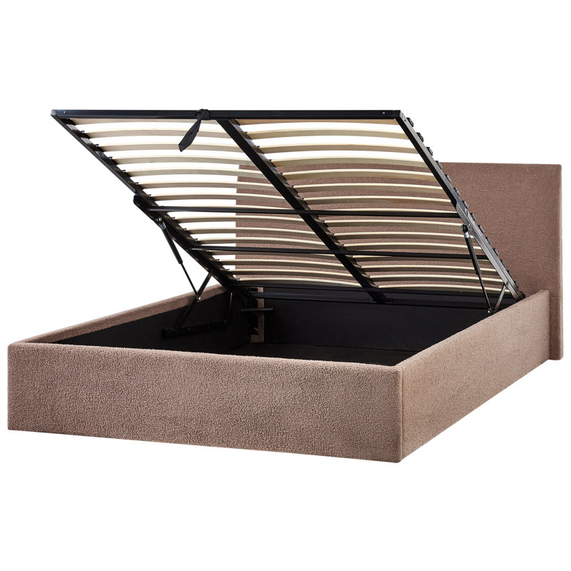 ORBEY Upholstered Ottoman Storage Bed, European Double (140 x 200 cm), Brown