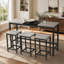 Table de salle à manger de cuisine moderne, table de pub, ensemble de table de salle à manger longue avec 3 tabourets, conception de tabouret suspendu pratique-1523502289-1523502295