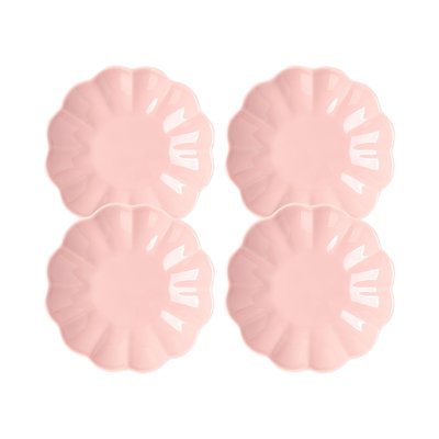 Small Dessert Plates Set of 4,Ceramic Dinner Plates 6 Inch for Appetizer, Fruits, Cake, Salad,Microwave Safe,(Pink)
