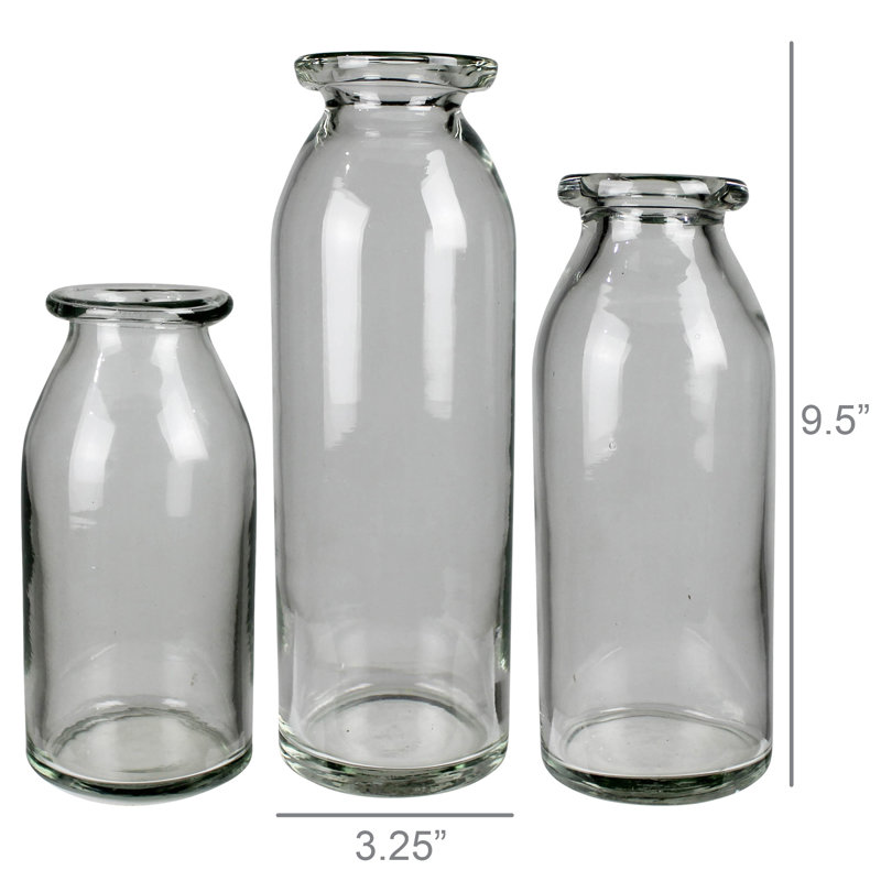 Vases cylindriques à rebord roulé - ensemble / 3 pièces: 3,25 x 6,75, moyen: 3,25 x 8,25, grand: 3,25 x 9,5