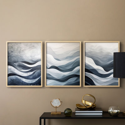 Abstract  Series  CLX  -Set Of 3 Framed Giclee Prints -Ready to Hang