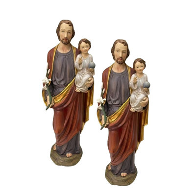 "2-PC Set" ICE ARMOR 12"H St. Joesph Holding Baby Jesus Holy Figurine  Figurine Statue Ornament Home/Room Decor and Perfect Gift Ideas for House Warming, Holidays and Birthdays Great Collectible Addition