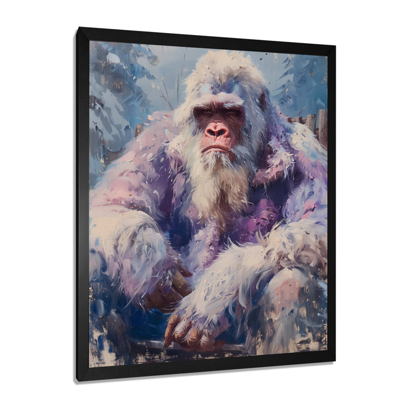 Rose, gris, été, Sasquatch Sanctuary II - Bigfoot, art mural, salon, Toile encadrée noire simple, H 32 po x l 24 po x P 1 po