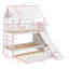 Charmant lit superposé simple au-dessus de simple en forme de maison avec escalier coulissant peu encombrant-1712965813