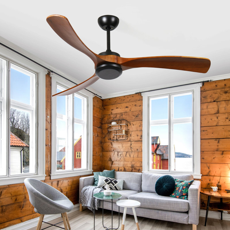 Ventilateur de plafond 72 po en bois sans lumière avec télécommande, ventilateur de plafond à profil bas sans lumière, moteur à courant continu réversible silencieux avec minuterie