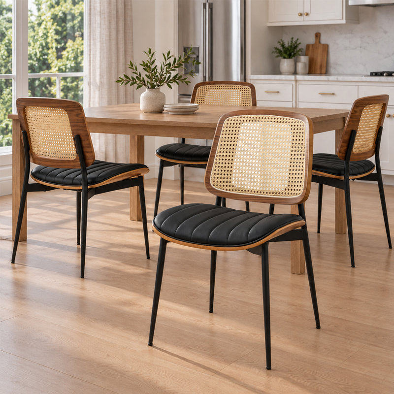 Chaises de salle à manger rembourrées Shrihan, Black