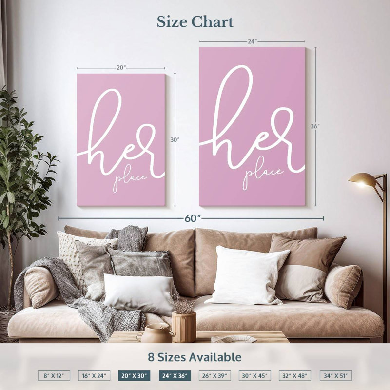 Kema Her Place Pink, 36" H x 24" W