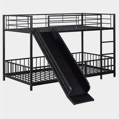 Metal Bunk Bed with Slide and Guards