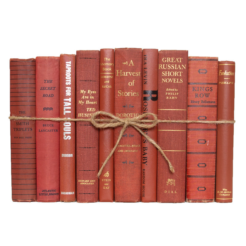 Decorative Books - Vintage Sienna Book Bundle - 1 Foot of Red Books