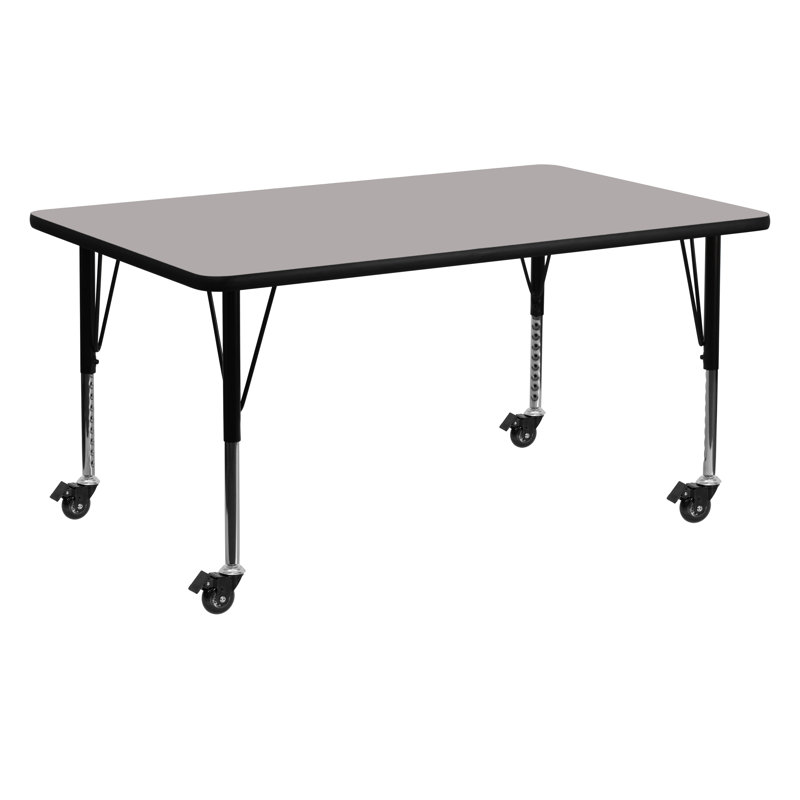 Table d'activité rectangulaire en stratifié Goddard Mobile l 24 po x L 48 po, L 24 po x P 60 po x H 17,5 po - 25,5 po, Gris