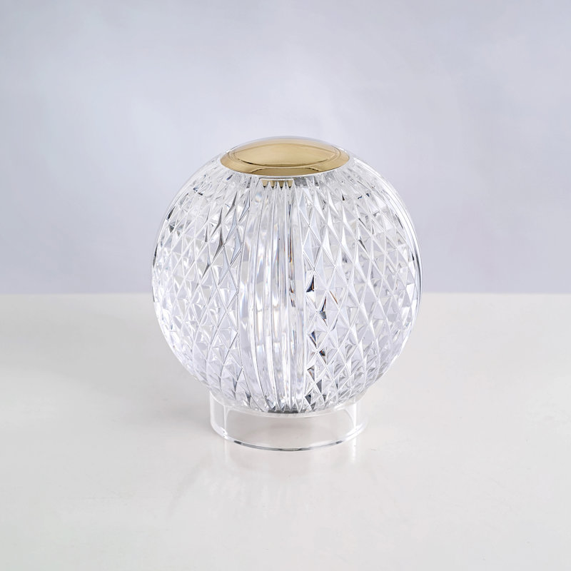 Marni LED Table Lamp, Natural Brass, Clear/Natural Brass, 4.38" H x 3.63" W x 3.63" D
