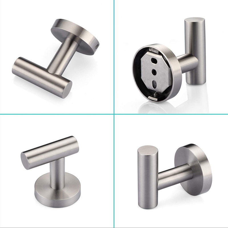 Wall Mounted Towel Hook, Brushed Silver