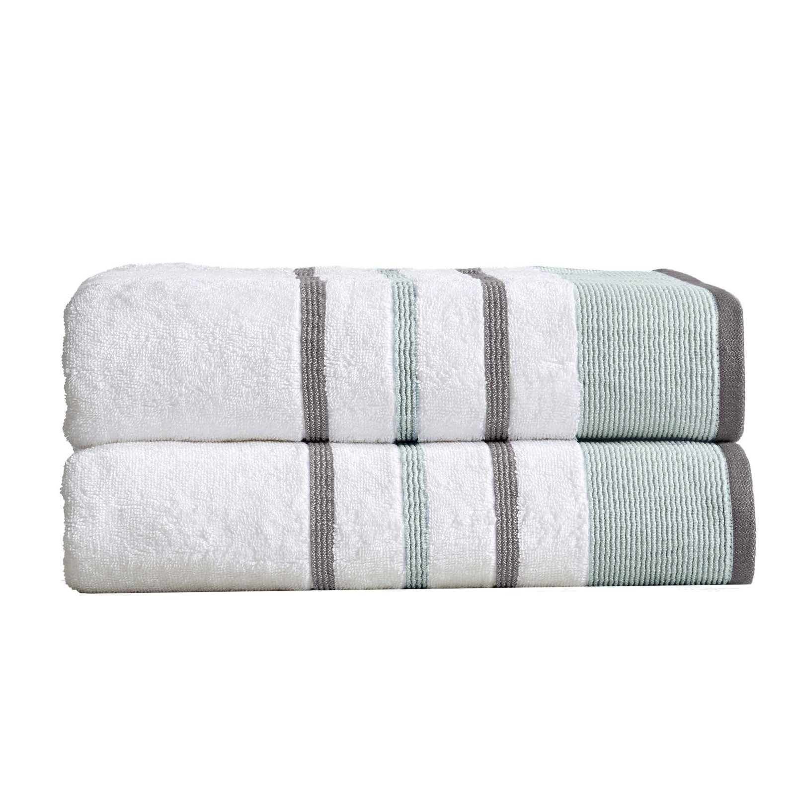 Deanthony Cotton Bath Towel, Eucalyptus/Gray, Bath Sheets - 2 Pack