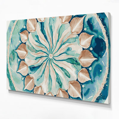 «Coastal Shell Mandala Deluxe», art mural sur toile brune