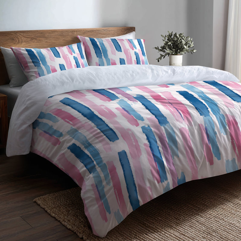Ensemble de housse de couette à rayures abstraites - 3, Housse de couette pour grand lit et 2 taies décor