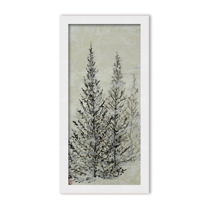 Art mural sur toile "Silent Pines" par Karen Biery, Toile avec cadre flottant noir, Black, 48" H x 24" W x 2.375" D