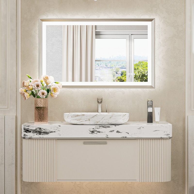 New Rockford Frontlit & Backlit LED Bathroom Vanity Mirror, 40" x 24", Rectangle, Brushed Nickel