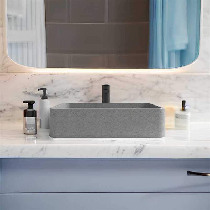 MONSFEST 12.8'' Concrete Rectangular Bathroom Sink