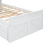 Lit en bois avec tête de lit avec prises de courant, lit extensible avec lit gigogne simple avec trois tiroirs de rangement