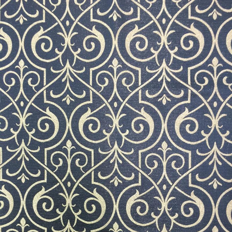 Royce Fabric | Damask Metallic Fabric | Drapery & Curtain Fabric, Blue/Silver