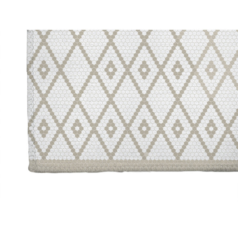 Penny Tile Diamond Kitchen Mat, Ivory, Rectangle 2' x 3'