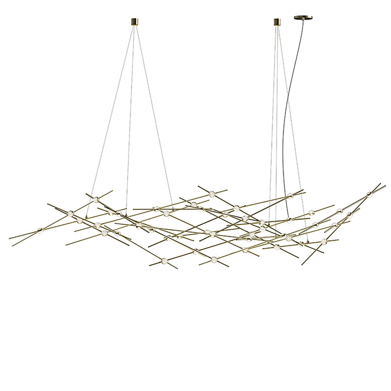 Constellation 44 - Light LED Chandelier, Clear, Satin Brass, 2700K