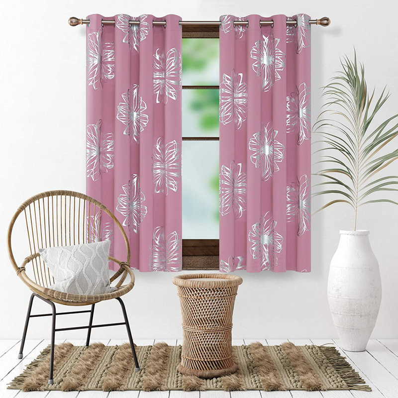 Beker Room Darkening Curtains / Drapes Pair, Sweet Pink, 42" W x 63" L