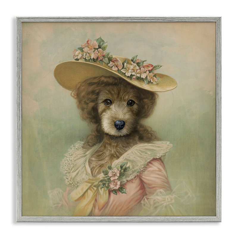 Chien féminin rétro avec giclée encadrée, design par Brett Blumenthal, H 17 po x l 17 po, Estampe numérique Farmhouse