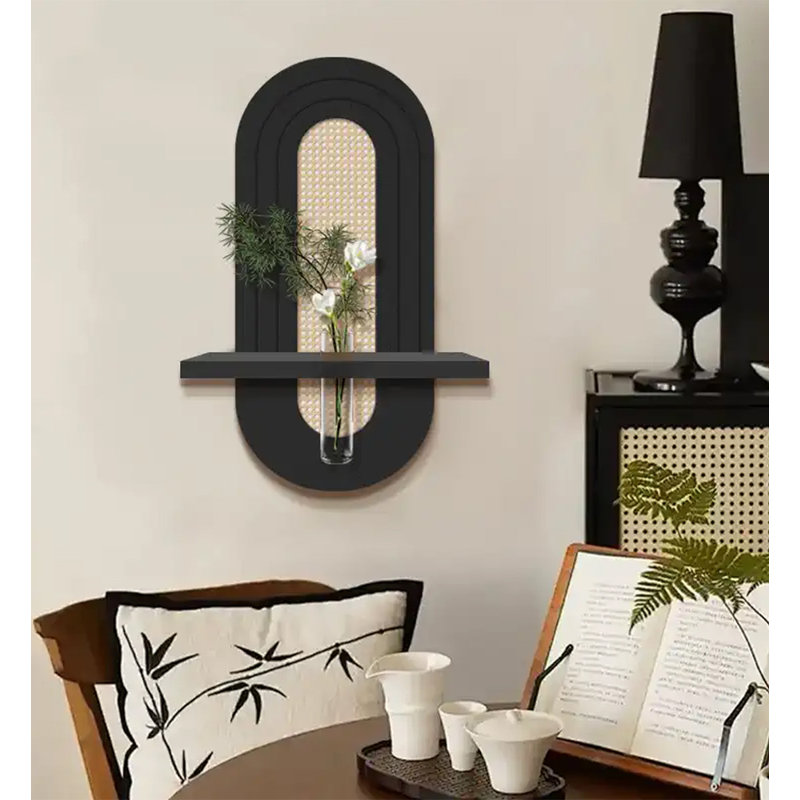 Peinture murale antique en grès verdoyant Feng Shui, H 23,62 po x l 15,75 po x P 3,94 po, Beige/noir
